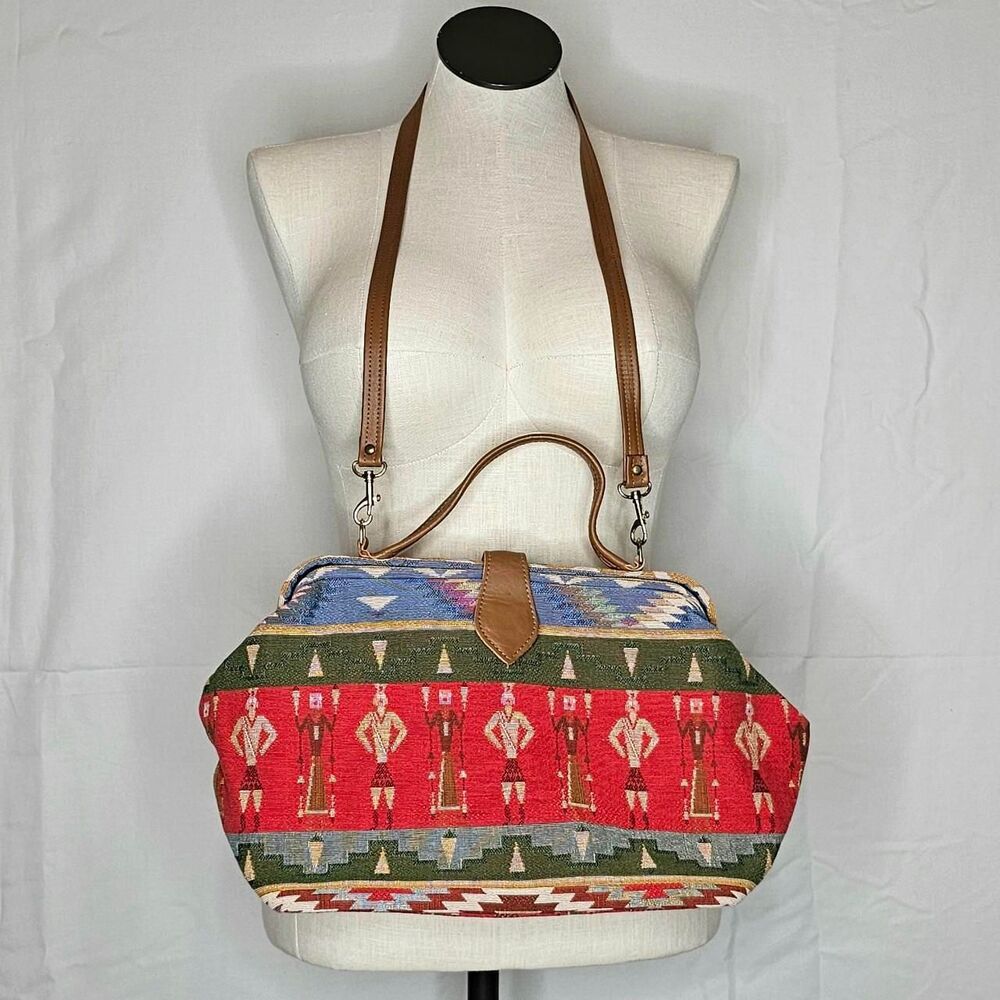 Vintage Jennie Vaughn Woven Cloth Crossbody Bag